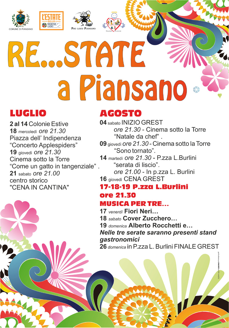 | fino al 26 AGOSTO 2018 | PIANSANO - Un altro mese di eventi con "Re...state a Piansano"!